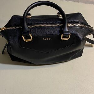 Aldo Black Satchel with Gold Accents